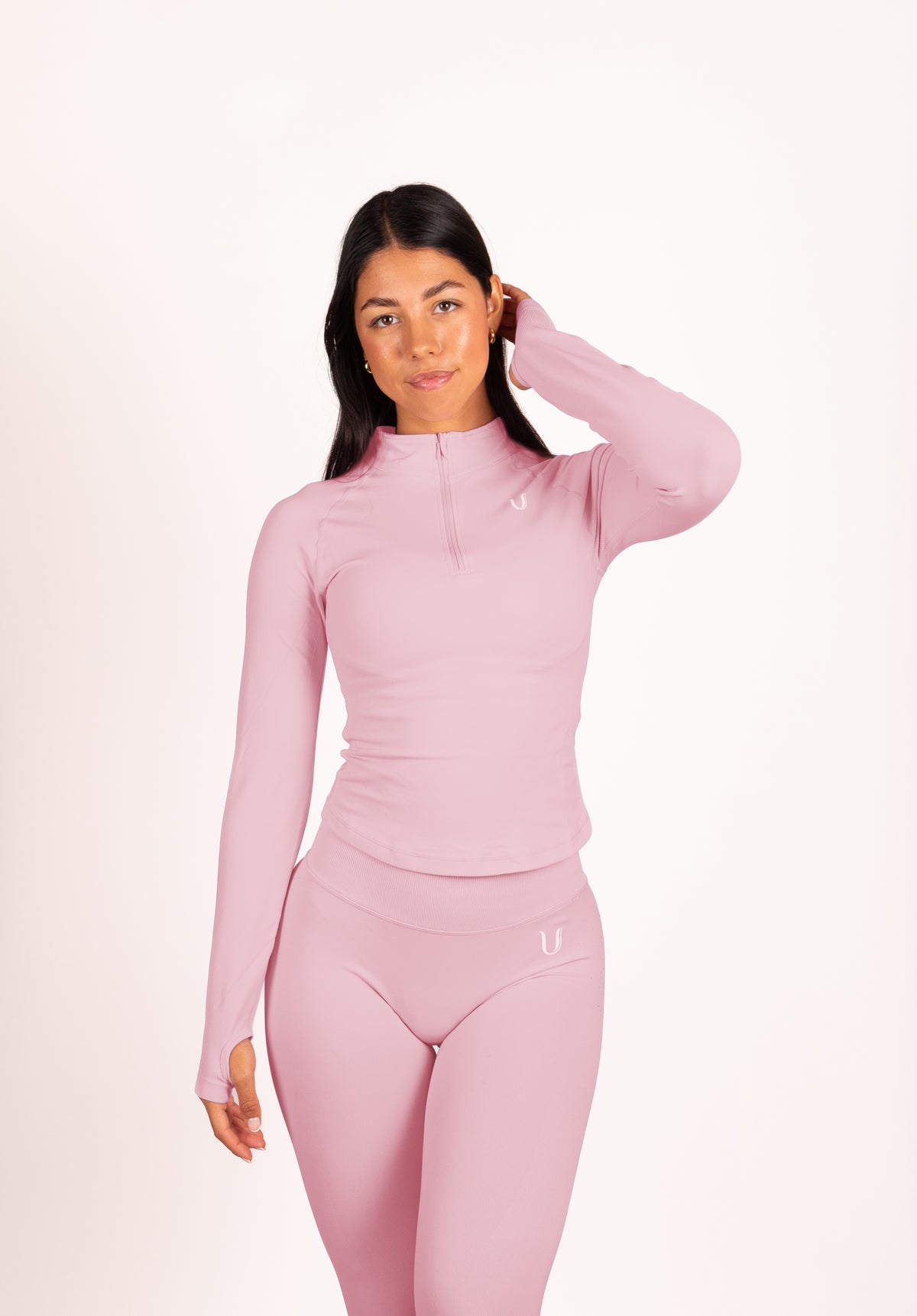 Beau Half Zip Lange Mouwen Top Roze - Dames sportkleding afbeelding 12