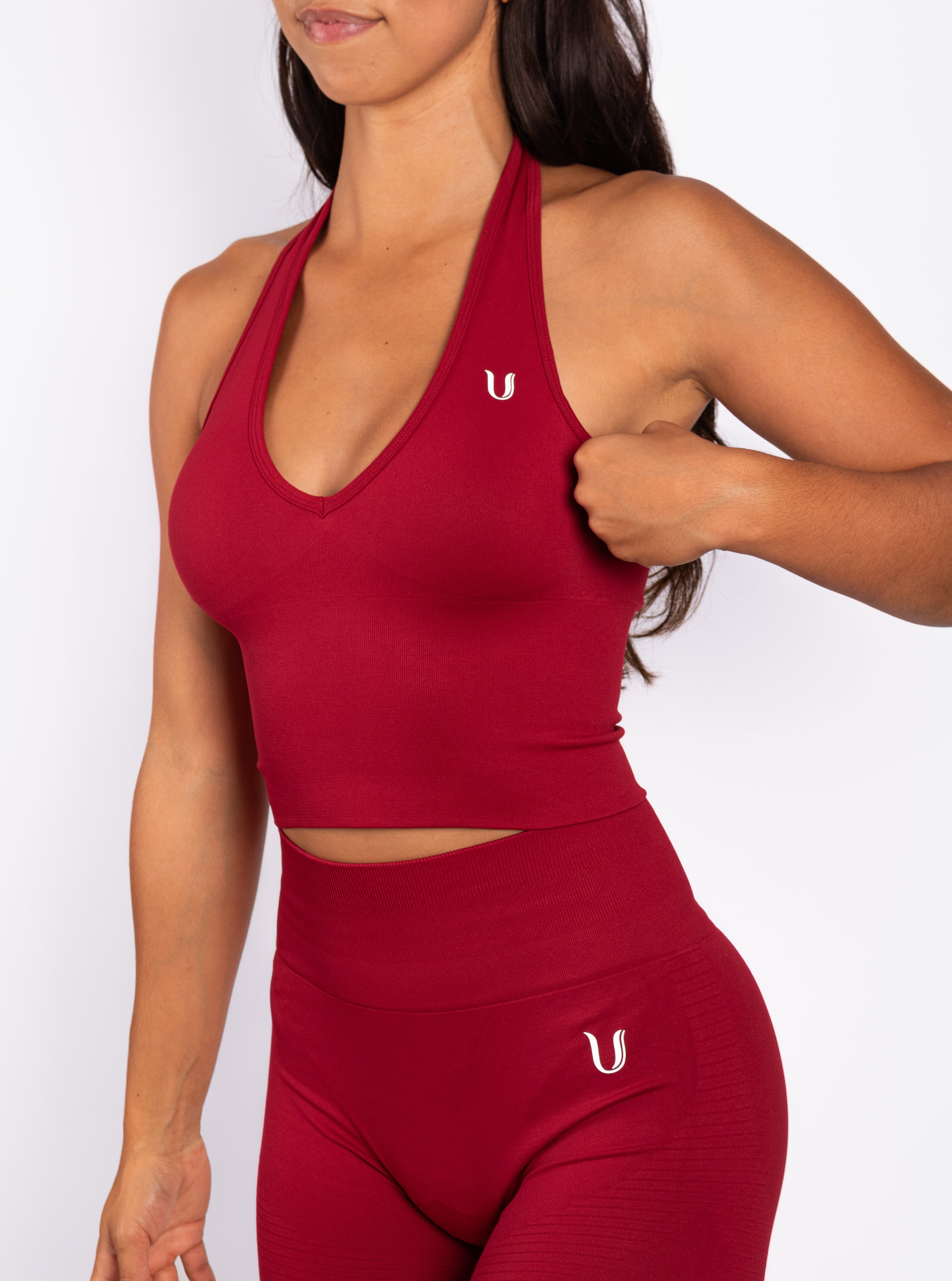 Bibi | Ribbed Seamless Halter Top – Red