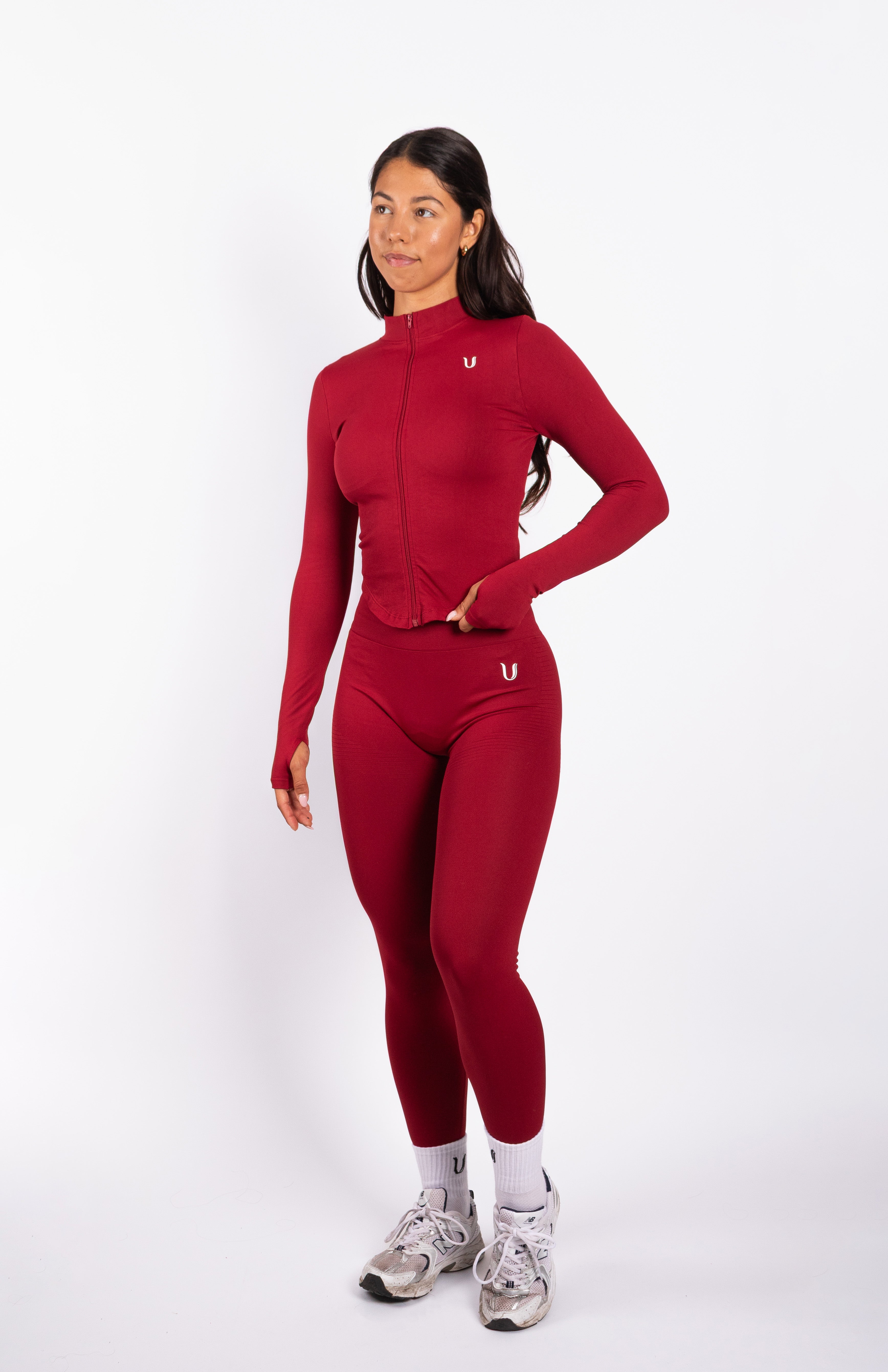 Bibi | Ribbed Seamless Zip Jacket – Red