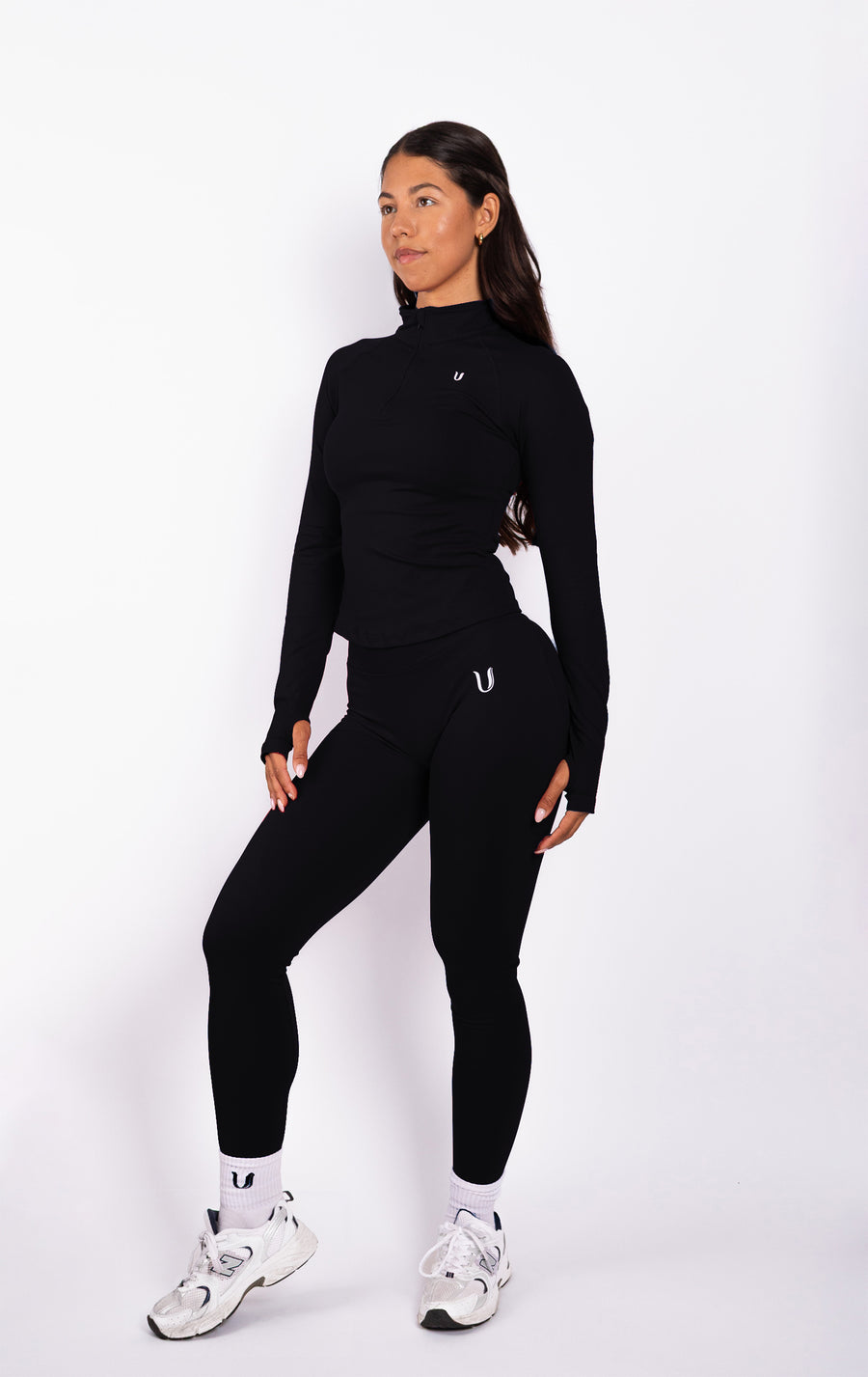 Beau | Half Zip Long Sleeve Top - Black
