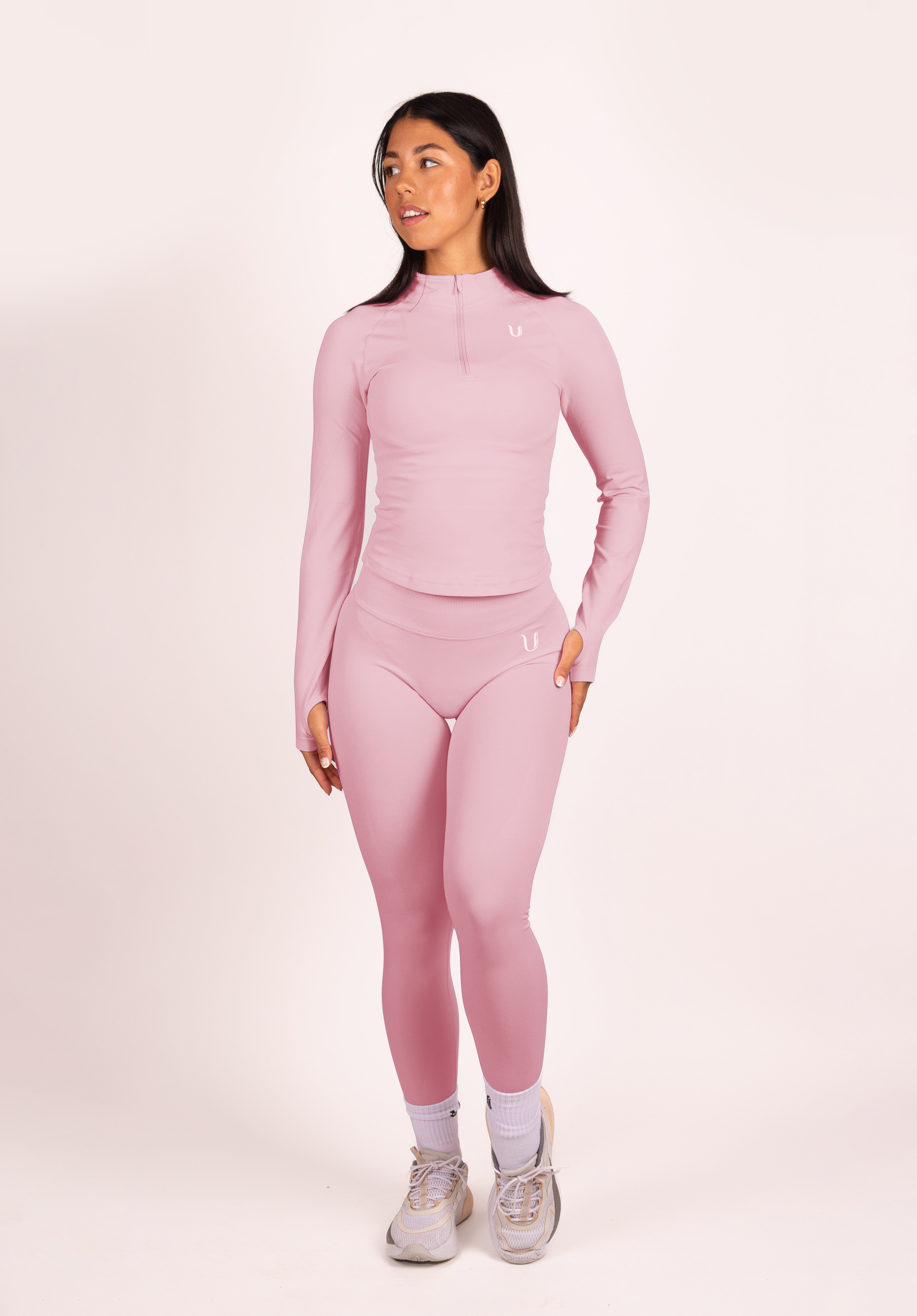Beau Half Zip Lange Mouwen Top Roze - Dames sportkleding afbeelding 9