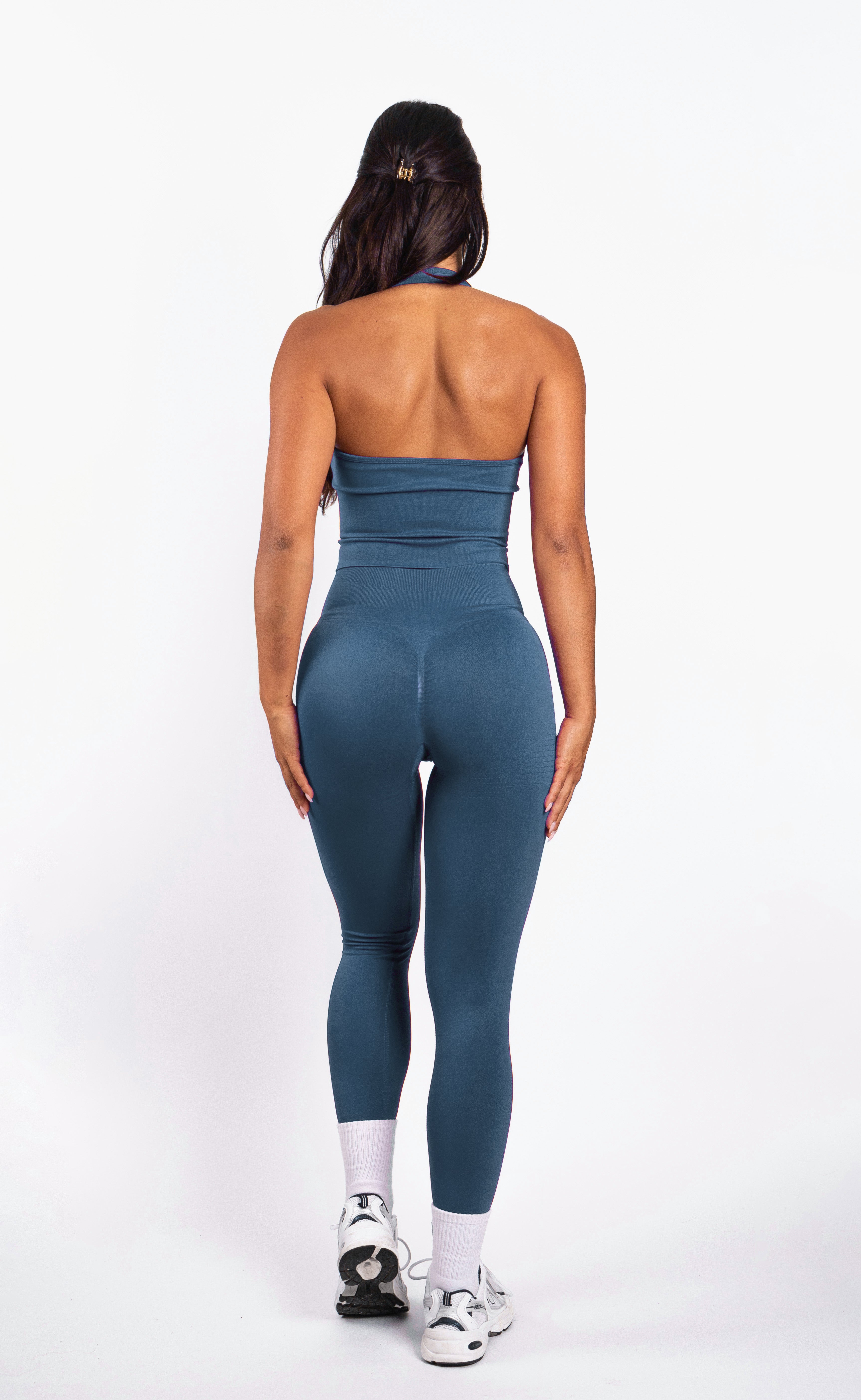 Bibi | Ribbed Seamless Halter Top – Blue