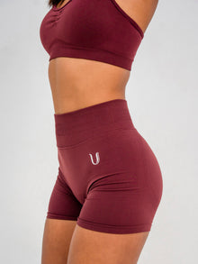 Luna | Premium Seamless Scrunch Short - Burgundy