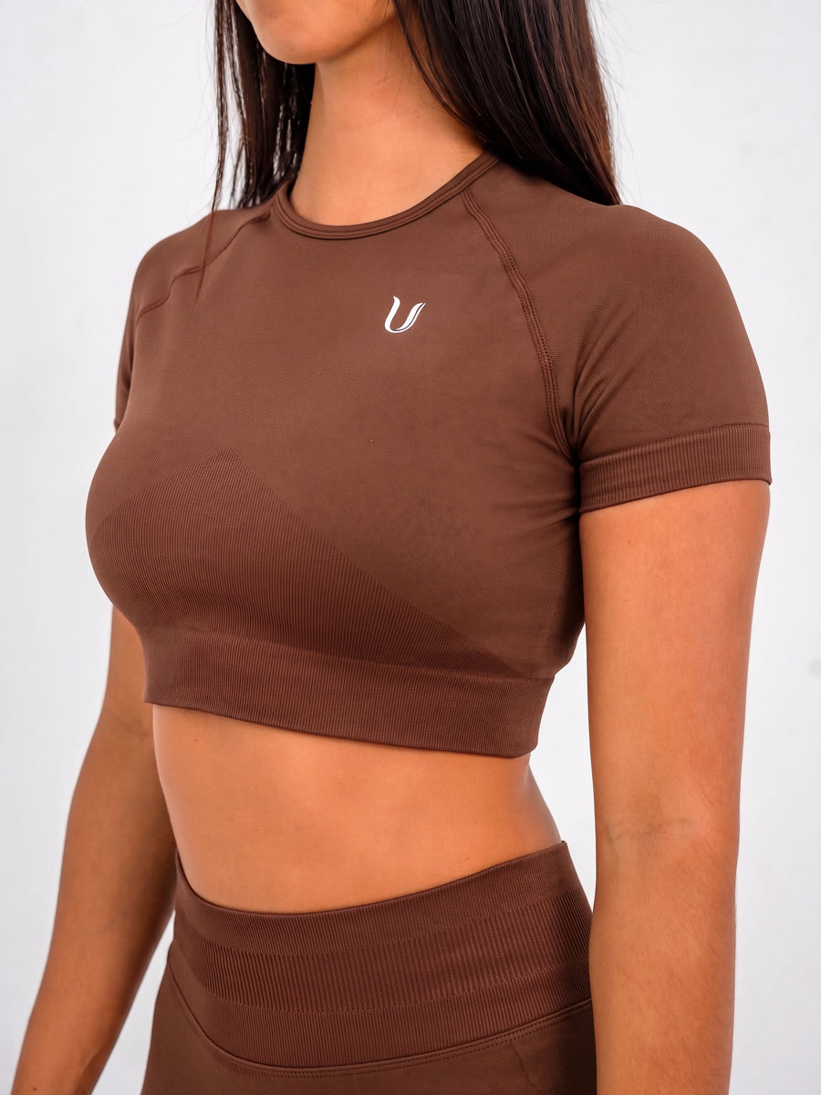 Luna | Premium Seamless Crop Top - Brown