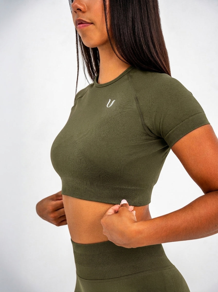 Luna | Premium Seamless Crop Top - Green