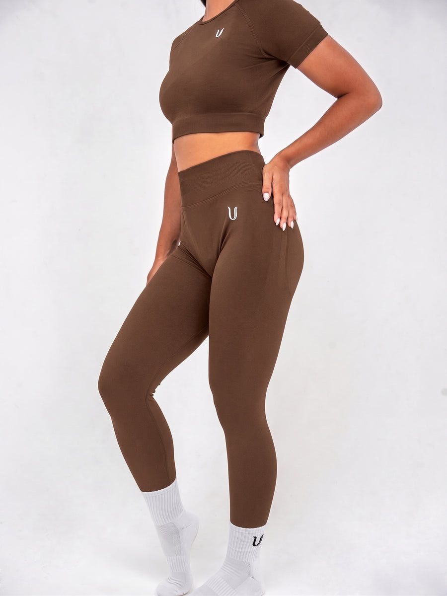 Luna | Premium Seamless Scrunch Legging - Brown