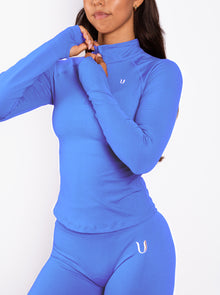 Beau | Half Zip Long Sleeve Top Blue