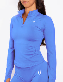 Beau | Half Zip Long Sleeve Top Blue